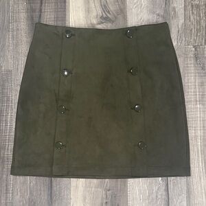 LOFT Dark Green Double-Breasted Mini Skirt